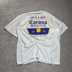 Corona Beer Shirt Mens XL White Cancun Mexico Beach Club Life's A Beer